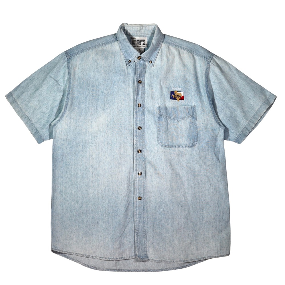 Most Wanted Vintage Denim Shirt Mens M Blue Light‎ Wash Billy Bobs Texas Western